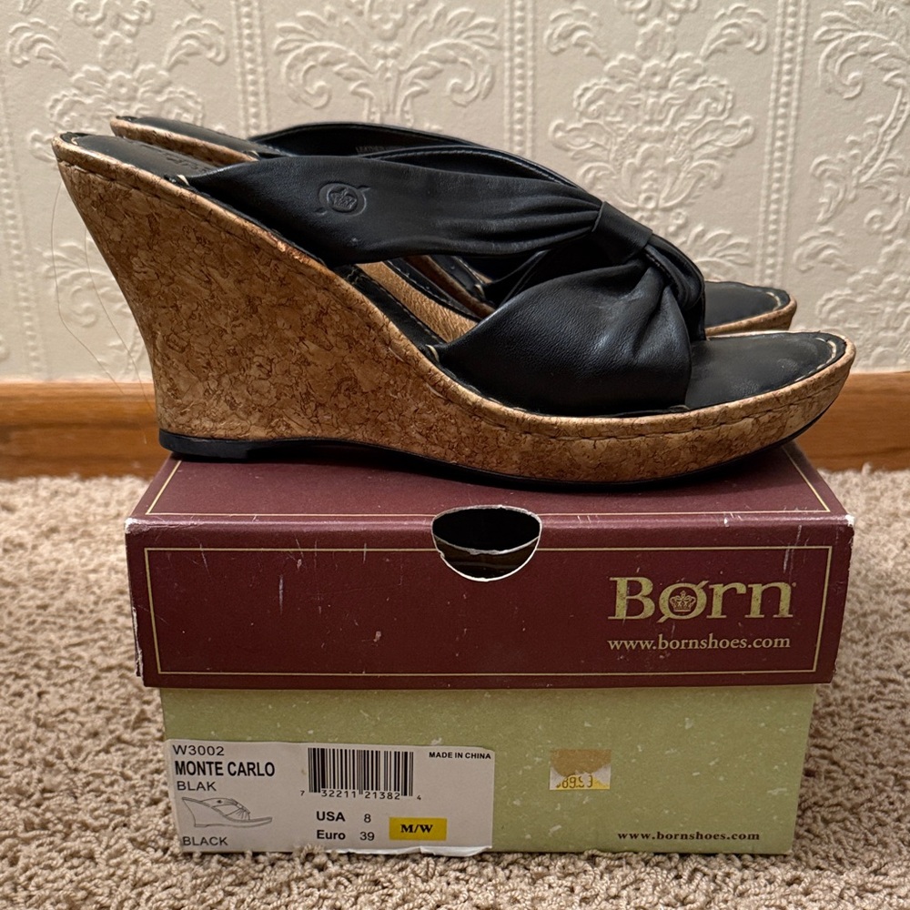 Born Monte Carlo Black Wedge Sandals